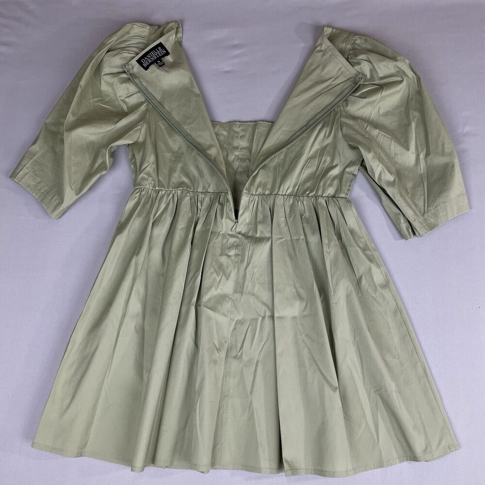 Danielle Bernstein Mini Dress Ladies Sm Green Corset Puff Zip Sleeve Square Neck - Picture 3 of 13